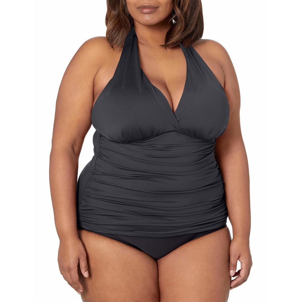 La Blanca Island Goddess Halter Tankini Swimsuit Top Black 12